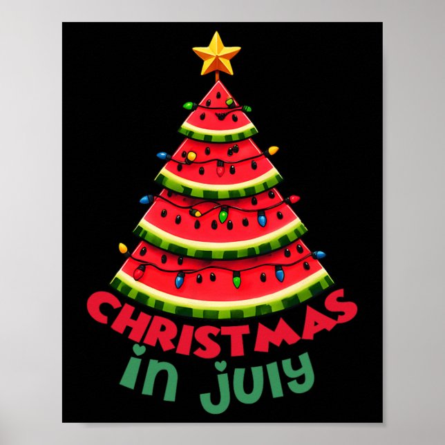 Póster Navidades En Julio Watermelon Xmas Árboles Hombres (Frente)