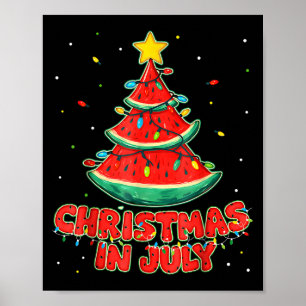 Póster Navidades En Julio Watermelon Xmas Tree Beach Summ