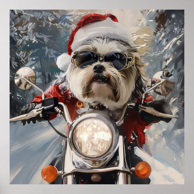 Póster Navidades en motocicleta de Malti Tzu (Frente)