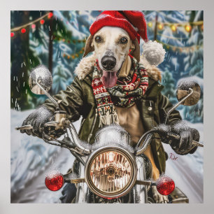 Póster Navidades en motocicleta de perros de Greyhound