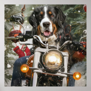 Póster Navidades en motocicleta del Gran Suizo Montañismo