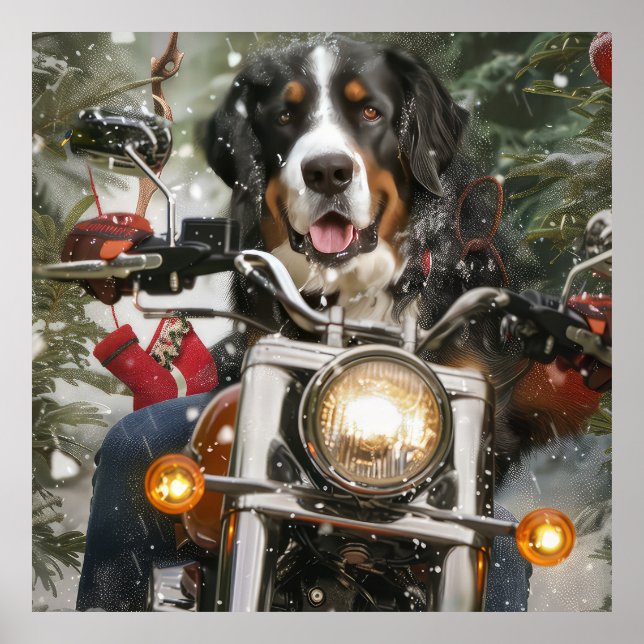 Póster Navidades en motocicleta del Gran Suizo Montañismo (Frente)