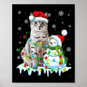 Póster Navidades encienden a Snowman egipcio Mau Cat Pet