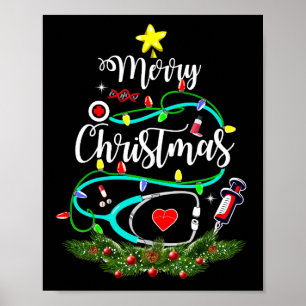 Póster Navidades Enfermera Médica Vida Estetoscopio médic