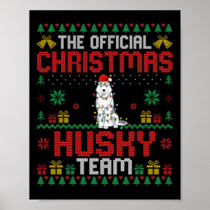 Póster Navidades Equipo Husky - Husky usando Santa Hat Xm