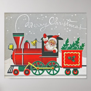 Póster Navidades errantes tren rojo Navidad navideña
