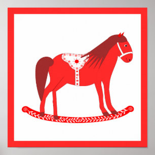 Póster Navidades escandinavos rodando caballo