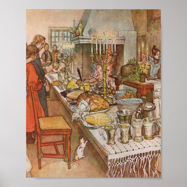 Póster Navidades Eve Julaftonen Por Carl Larsson (Frente)