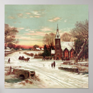 Póster Navidades Eve Winter Scene