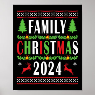 Póster Navidades familiares 2024 Divertido árbol de navid