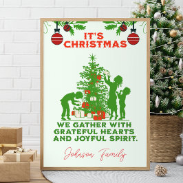 Póster Navidades familiares Saludo personalizado mágico