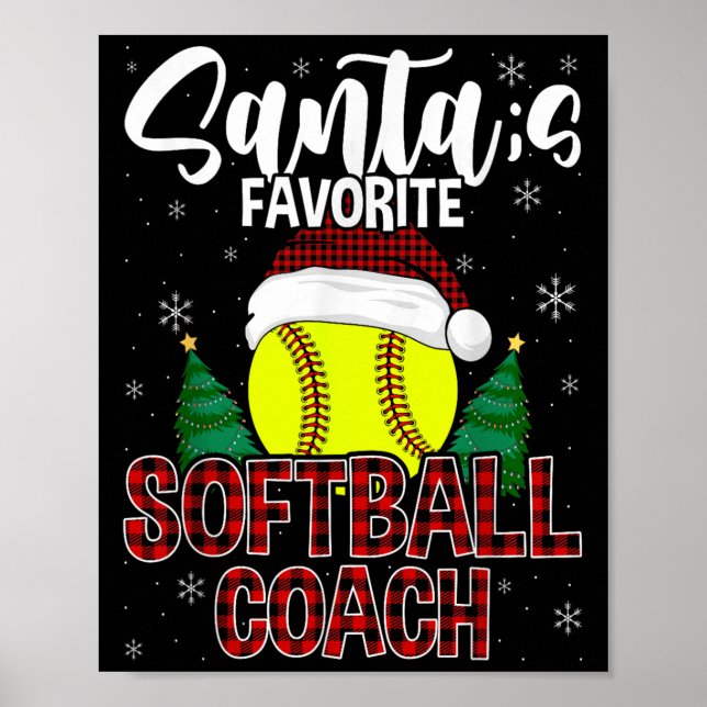 Póster Navidades favoritos de entrenador de softbol en fu (Frente)