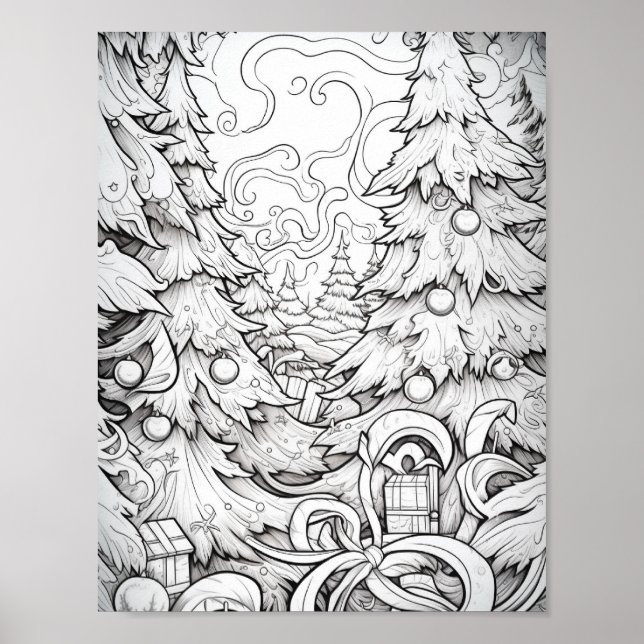 Póster Navidades felices Colores adultos (Frente)