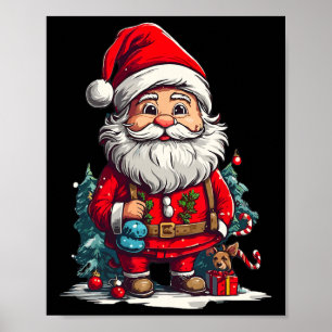 Póster navidades felices Santa para chicas varones1