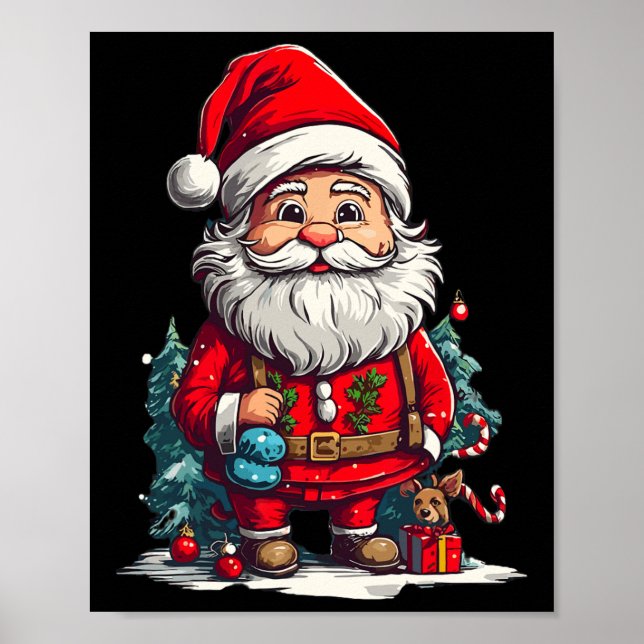 Póster navidades felices Santa para chicas varones1 (Frente)