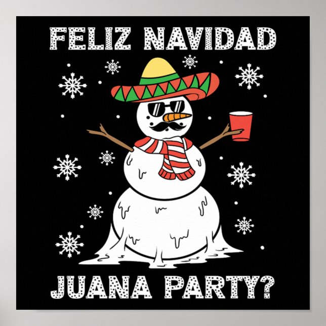 Póster Navidades Feliz Navidad Juana Fiesta Guay Mexicano (Frente)
