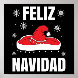 Póster Navidades Feliz Navidad Santa Sombrero regalo dive