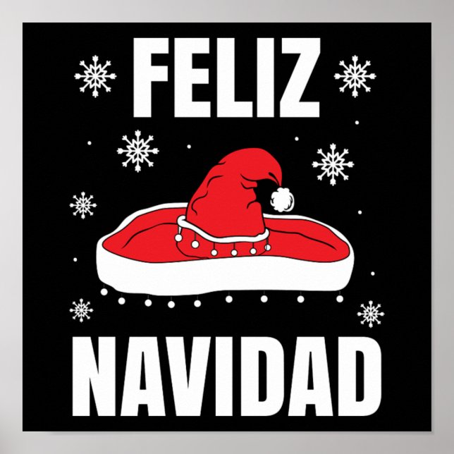 Póster Navidades Feliz Navidad Santa Sombrero regalo dive (Frente)