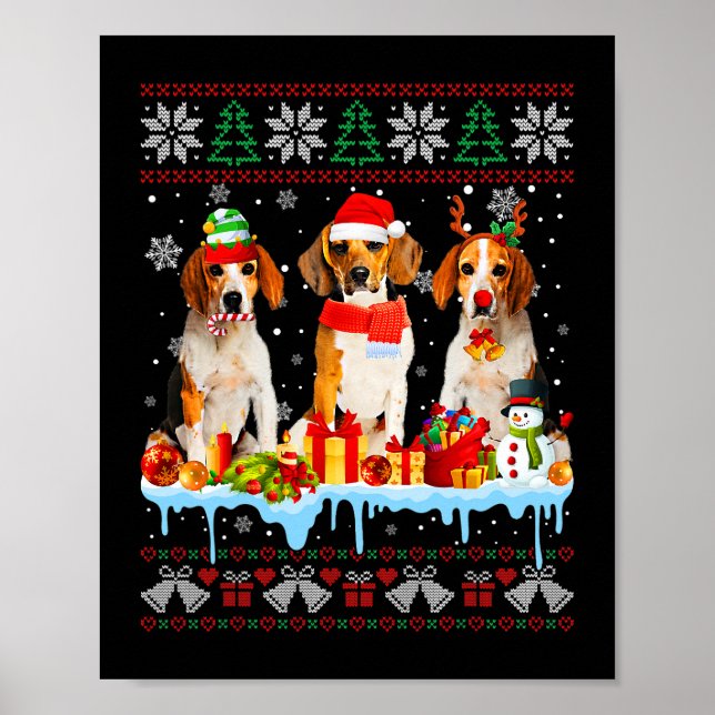 Póster Navidades feos Beagle Dog Santa Xmas Costuma de pe (Frente)