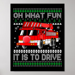 Póster Navidades feos de bomberos - Camión de bomberos