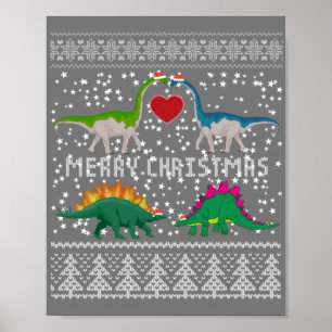 Póster Navidades feos de dinosaurios sudan regalos divert