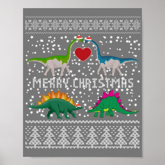 Póster Navidades feos de dinosaurios sudan regalos divert (Frente)
