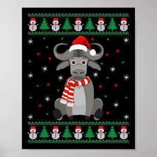 Póster Navidades feos de la familia de búfalos y animales