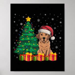 Póster Navidades feos de Labrador Santa Hat iluminan a lo