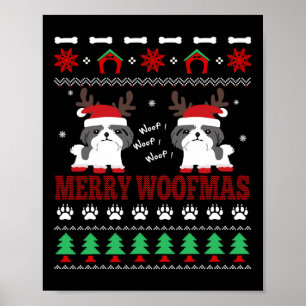 Póster Navidades feos de Merry Woofmas Shih Tzu