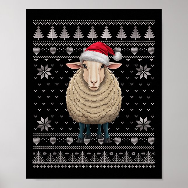 Póster Navidades feos de ovejas barren Papá Noel (Frente)