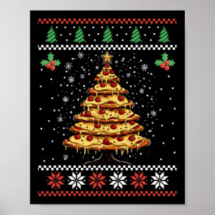 Póster Navidades feos del árbol de Navidad de la pizza, d