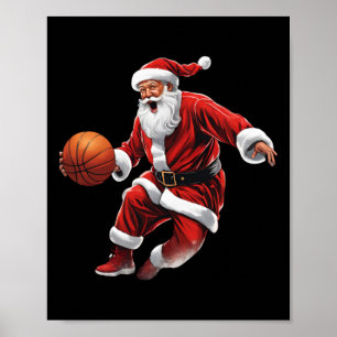 Póster Navidades feos del básquetbol Santa Slam Dunk
