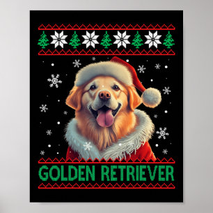 Póster Navidades feos del Golden Retriever Santa Hat