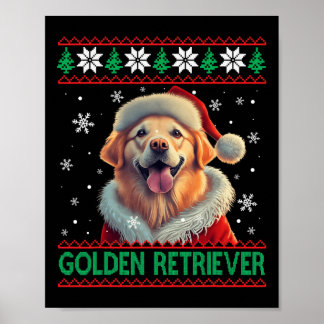 Póster Navidades feos del Golden Retriever Santa Hat
