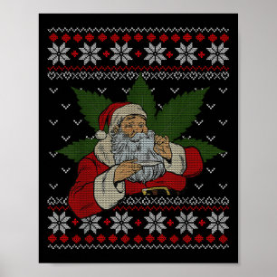 Póster Navidades feos del humor de la maleza fumadora de 