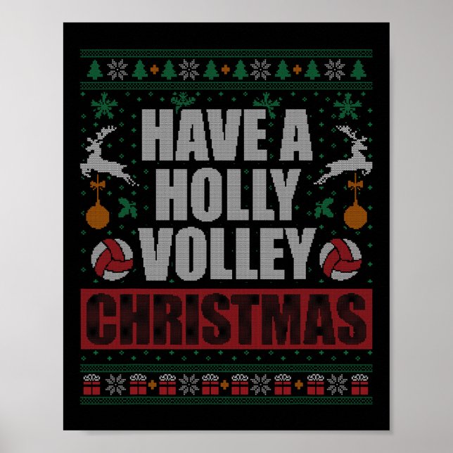 Póster Navidades feos del voleibol Holly Volley navidad h (Frente)