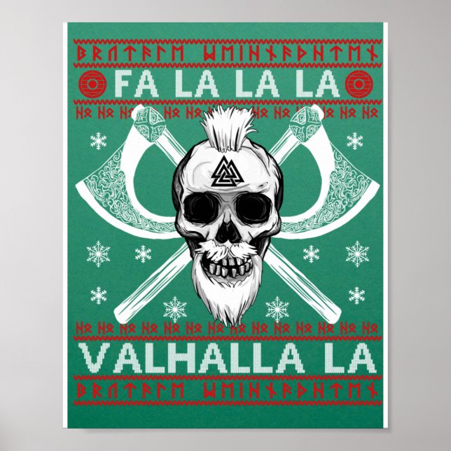 Póster Navidades feos diseñan Fa-La-Valhalla Viking Val (Frente)