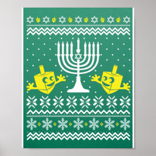 Póster Navidades feos Hanukkah Sweater - Feliz Hanukkah