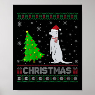 Póster Navidades feos iluminan árbol de navidad mongol