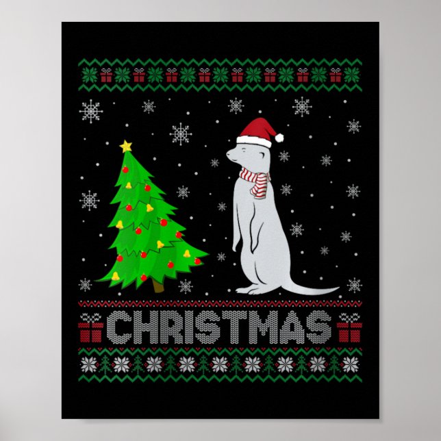 Póster Navidades feos iluminan árbol de navidad mongol (Frente)