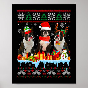 Póster Navidades feos Perro Terrible de Boston Santa Xmas