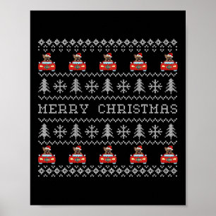 Póster Navidades feos Red Santa Hat Bulldog francés Navid