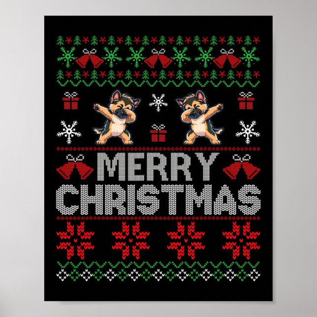 Póster Navidades feos sudan a pastor alemán navidad perro (Frente)
