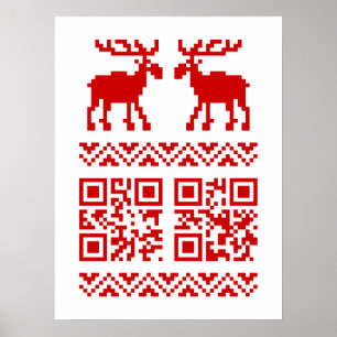 Póster ¡Navidades feos sudan el código QR Feliz Año Nuevo