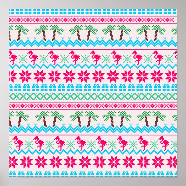 Póster Navidades feos sudan flamenco tropical (Frente)