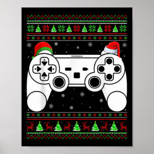 Póster Navidades feos Sweet Video Game Controller Xmas