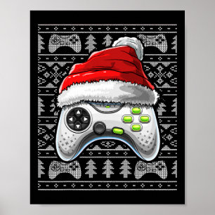 Póster Navidades feos Video Game Controller Navidad Gam