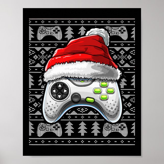 Póster Navidades feos Video Game Controller Navidad Gam (Frente)