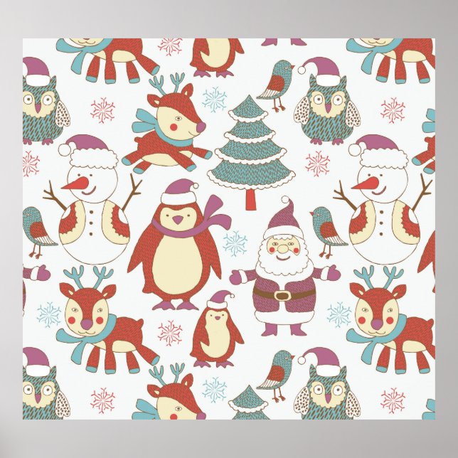 Póster Navidades festivos: antecedentes vintage (Frente)