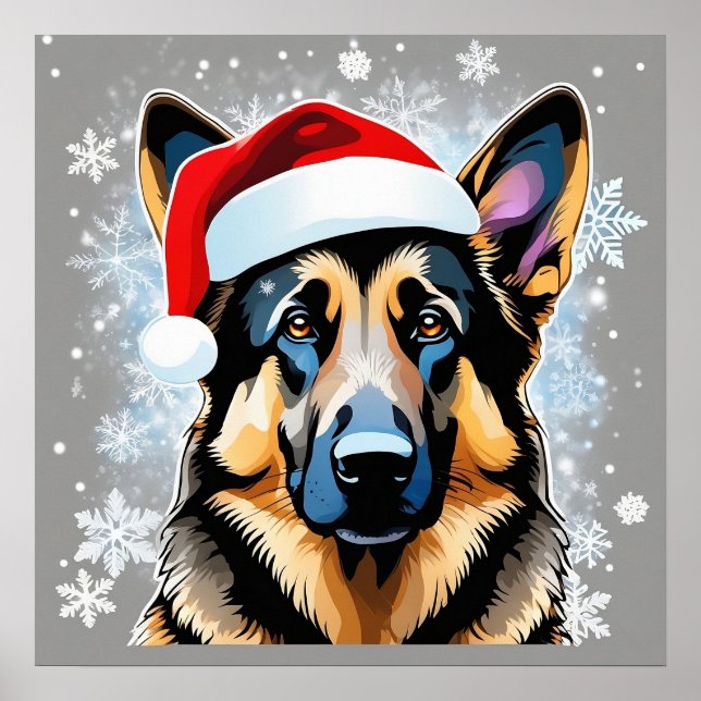 Póster Navidades festivos deliciosos perro pastor alemán  (Frente)